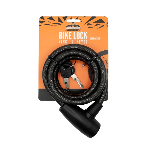 Bike Lock (2 keys) 12mm x 1.5mm Tru-Tension